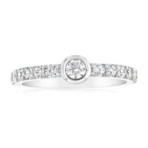 Sterling Silver Rhodium Plated White Cubic Zirconia Fancy Ring