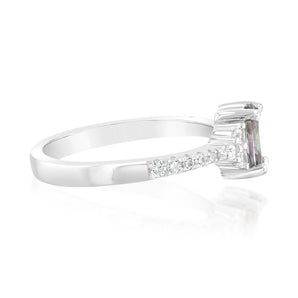 Sterling Silver Rhodium Plated Mystic Topaz Cubic Zirconia Ring