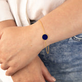 Sterling Silver Gold Plated Synthetic Lapis Charm 16+3cm Bracelet