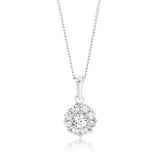 Sterling Silver Rhodium Plated Round White Cubic Zirconia Pendant
