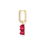Thomas Sabo Gold Plated Sterling Silver Haribo Cubic Zirconia Red Bear Hoop Single Earring Only