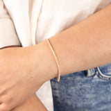 Sterling Silver Gold Plated Cubic Zirconia 2.5mm Tennis 19cm Bracelet