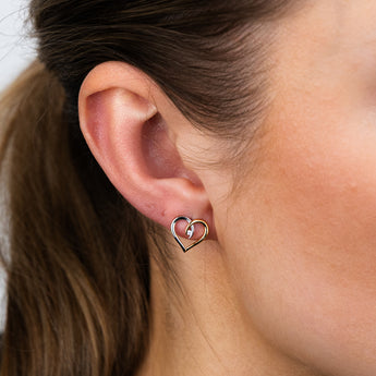 Sterling Silver Cubic Zirconia Two Tone Fancy Heart Pendant