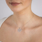 Sterling Silver Rhodium Plated Cubic Zirconia Patterned Heart Pendant