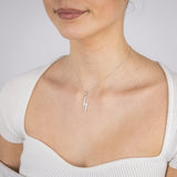 Sterling Silver Rhodium Plated Cubic Zirconia Lightning Bolt Pendant
