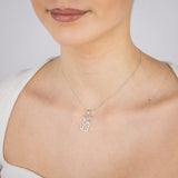 Sterling Silver Rhodium Plated Cubic Zirconia Cat Pendant