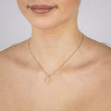 Sterling Silver Gold Plated Cubic Zirconia Key And Heart Pendant