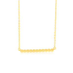 Sterling Silver Gold Plated Beaded Bar Pendant On Chain