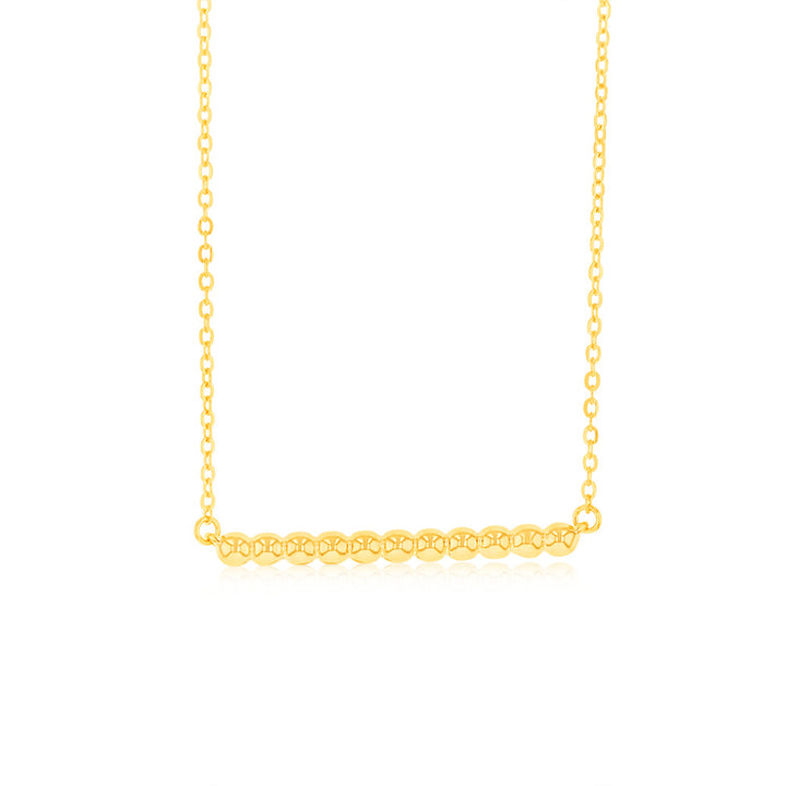Sterling Silver Gold Plated Beaded Bar Pendant On Chain