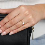 Sterling Silver Gold Plated White Shell Pearl Four Leaf Clover Ring