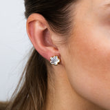 Sterling Silver Gold Plated White Shell Pearl Mismatched Stud Earrings