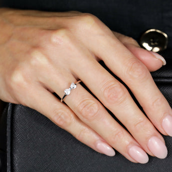 Sterling Silver Rhodium Plated White Heart Shaped Cubic Zirconia Ring