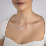 Sterling Silver Rhodium Plated Cubic Zirconia White Shell Pearl Round Pendant