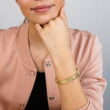 Sterling Silver Gold Plated Broad Ribbed 68mm Bangle