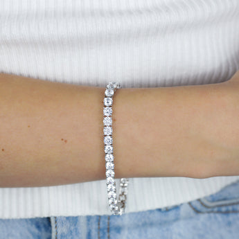 Sterling Silver 5mm Cubic Zirconia 19cm Tennis Bracelet