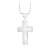 Sterling Silver Agate Paste White Cross On 50cm Ball Chain