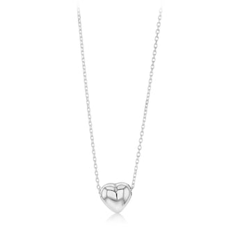 Sterling Silver Mini Puffed Heart Pendant on Chain