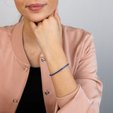 Sterling Silver Rhodium Plated 3mm Sapphire Blue Cubic Zirconia 19cm Bracelet