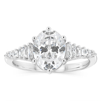 Sterling Silver Rhodium Plated White Cubic Zirconia Fancy Ring