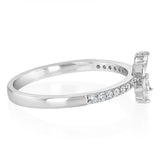 Sterling Silver White Cubic Zirconia Flower Fancy Ring