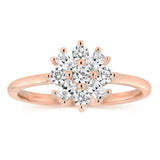 Sterling Silver Gold Plated White Cubic Zirconia Flower Fancy Ring