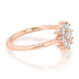 Sterling Silver Gold Plated White Cubic Zirconia Flower Fancy Ring