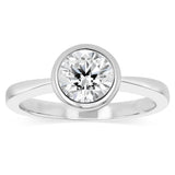 Sterling Silver Bezel Set Round White Cubic Zirconia Ring