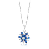 Sterling Silver White And Blue Cubic Zirconia Fancy Flower Pendant