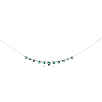Sterling Silver Bezel Set Green Cubic Zirconia Charm 40+5cm Chain