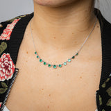 Sterling Silver Bezel Set Green Cubic Zirconia Charm 40+5cm Chain