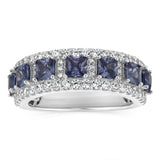 Sterling Silver White And Tanzanite Colour Cubic Zirconia Fancy Ring
