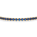 Sterling Silver Gold Plated Blue Cubic Zirconia Adjustable Bracelet