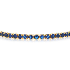 Sterling Silver Gold Plated Blue Cubic Zirconia Adjustable Bracelet