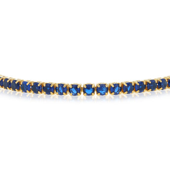 Sterling Silver Gold Plated Blue Cubic Zirconia Adjustable Bracelet