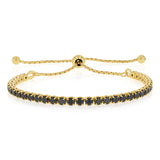 Sterling Silver Gold Plated Black Cubic Zirconia Adjustable Bracelet
