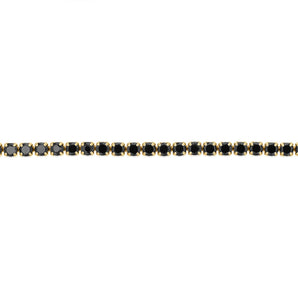 Sterling Silver Gold Plated Black Cubic Zirconia Adjustable Bracelet