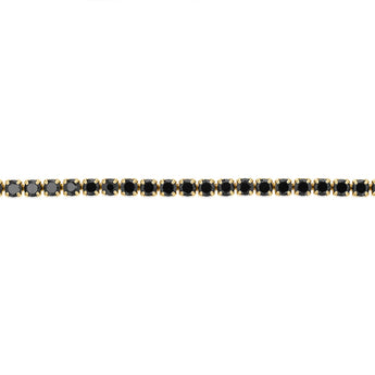 Sterling Silver Gold Plated Black Cubic Zirconia Adjustable Bracelet