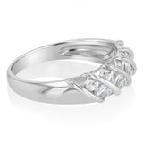 Sterling Silver Cubic Zirconia Stripped Fancy Ring