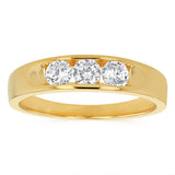 Sterling Silver Gold Plated White Cubic Zirconia Channel Ring