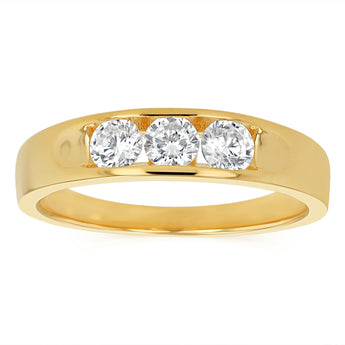 Sterling Silver Gold Plated White Cubic Zirconia Channel Ring