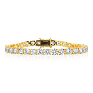 Sterling Silver Gold Plated 5mm Cubic Zirconia Tennis 19cm Bracelet