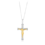 Sterling Silver Cross with 9ct Gold Jesus Crucifix Pendant