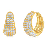 Gold Plated Sterling Silver Pave Huggie Earrings