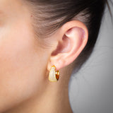 Gold Plated Sterling Silver Pave Huggie Earrings