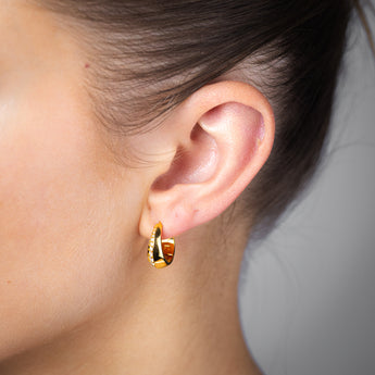 Rose Gold Sterling Silver CZ Huggie Earrings