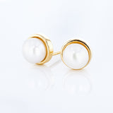 Gold Plated Sterling Silver Pearl Stud Earrings