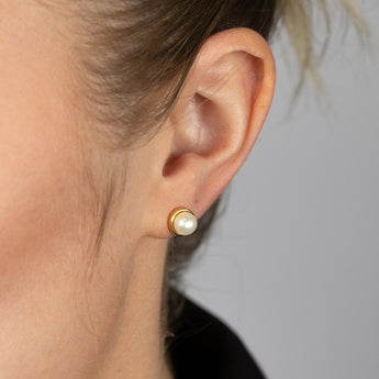 Gold Plated Sterling Silver Pearl Stud Earrings