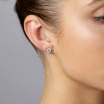 Sterling Silver CZ Stud Earrings