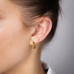 Gold Plated Sterling Silver Twisted Polished Huggie Earrings