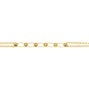Gold Plated Sterling Silver Trace Link Ball Charm Bracelet